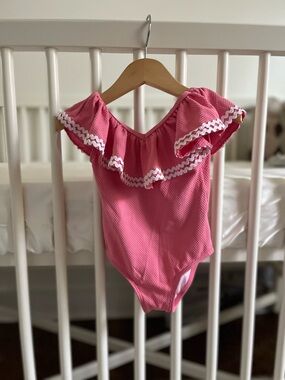Janie and Jack Girls Pink Ruffle One-Piece Swimsuit